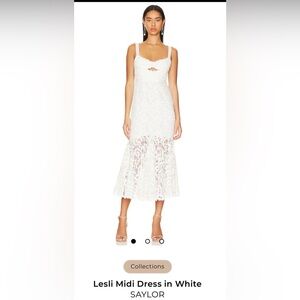 Lesli white lace midi dress
